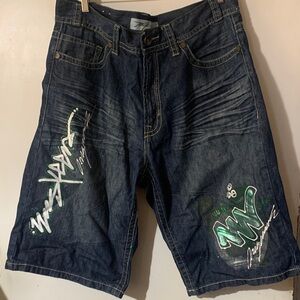 Men's Vintage Miskeen Denim Long Shorts Hand Painted with Graphic Design!FIRM
